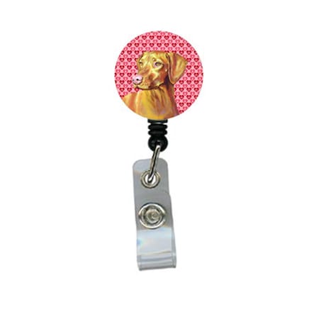Teacher&Aposs Aid Vizsla Valentines Love and Hearts Retractable Badge Reel or ID Holder with Clip TE3414313
